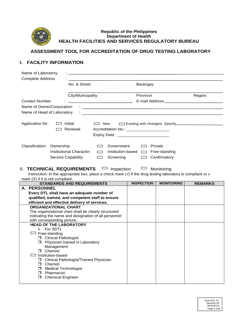 Drug Test Assessment Tool  Form