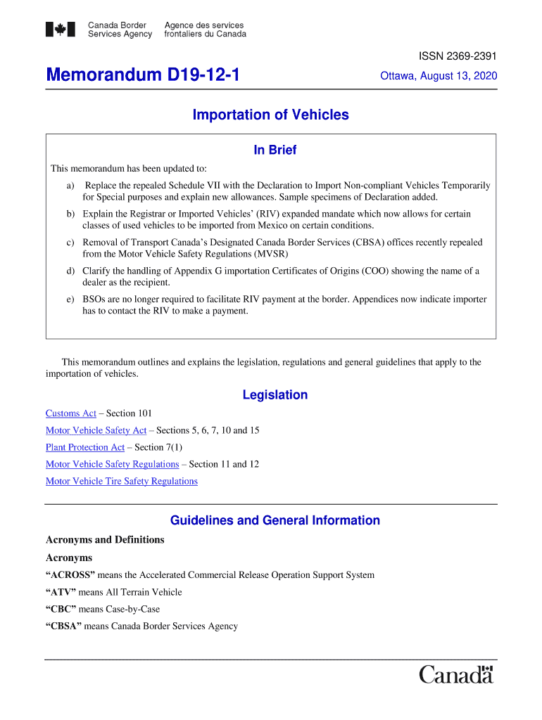  Publications and Forms for Importing Vehicles and Engines 2020-2024