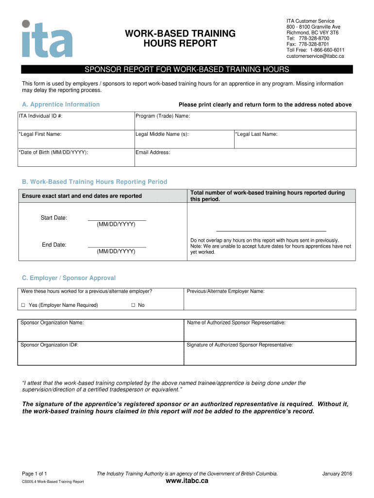  Ita Hours Form 2016-2024