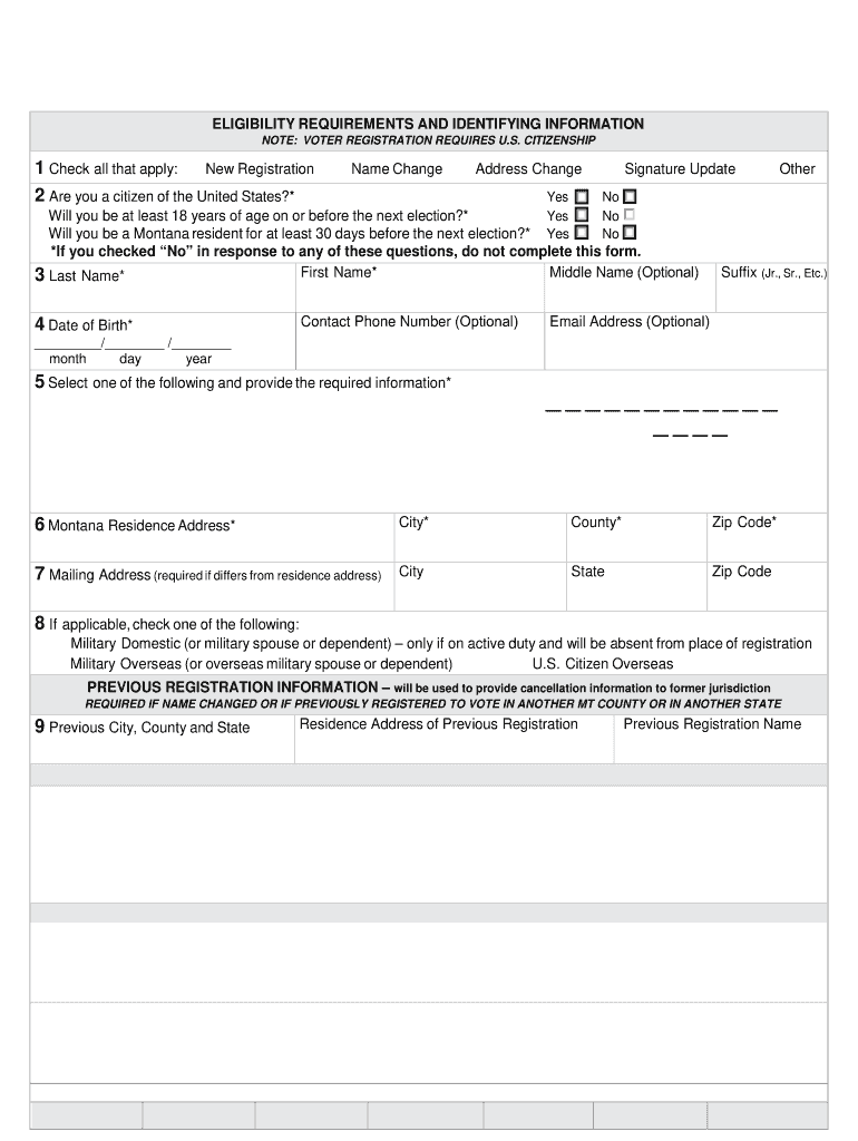  Voter Registration Application Montana Secretary of State 2020-2024