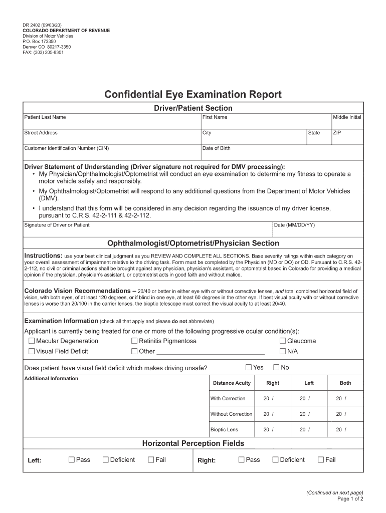 Colorado Form Dr 2402