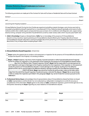 ChineseDefective Drywall Addendum to Contract  Form