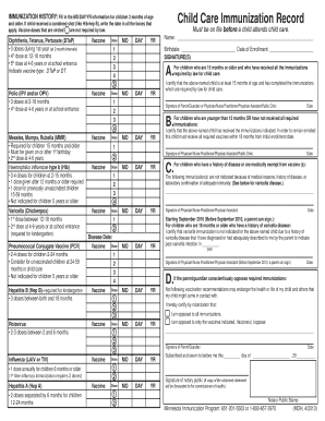 Get and Sign Child Care Immunization Report Mn 2013-2022 Form