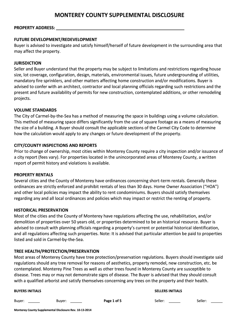  MONTEREY COUNTY SUPPLEMENTAL DISCLOSURE  MCAR Connect 2014