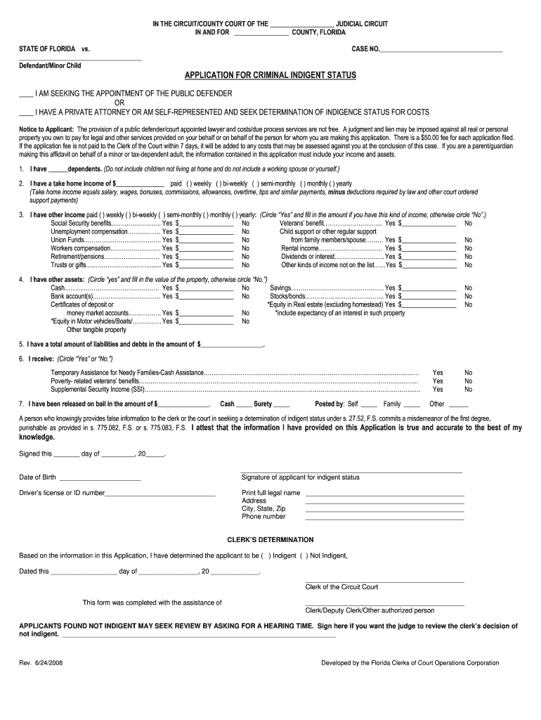  Hendry County Florida Clerk of Court Form 2008