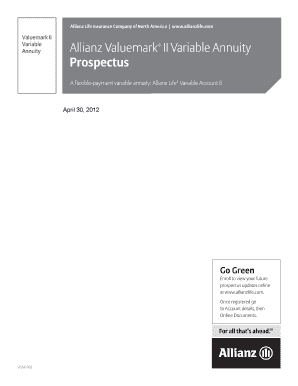 Allianz Valuemark II Variable Annuity Prospectus Allianz Life  Form