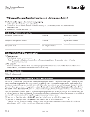 Allianz Withdrawal Request Form