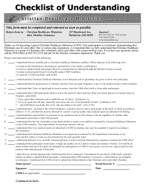 Ministries Checklist  Form