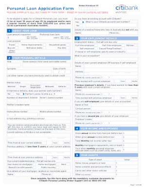 Citibank Application Form PDF
