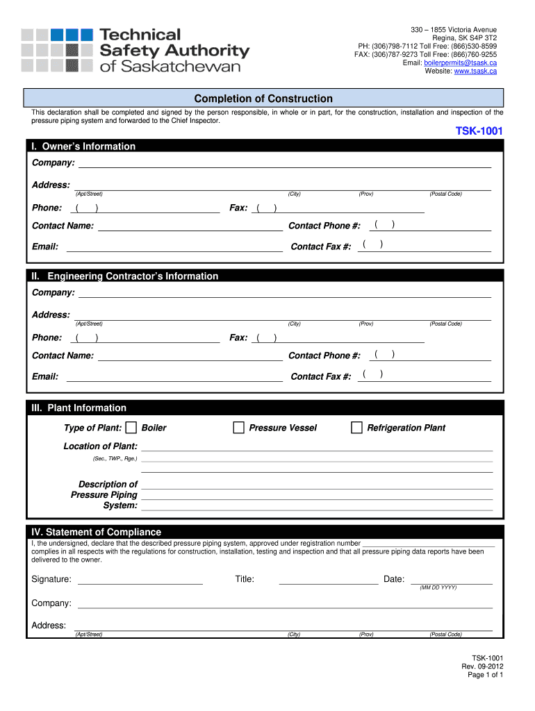  Tsask Form Tsk 1001 2012-2024