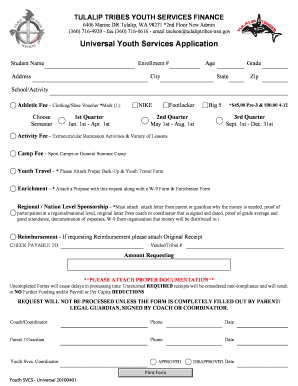 Tulalip Youth Services  Form