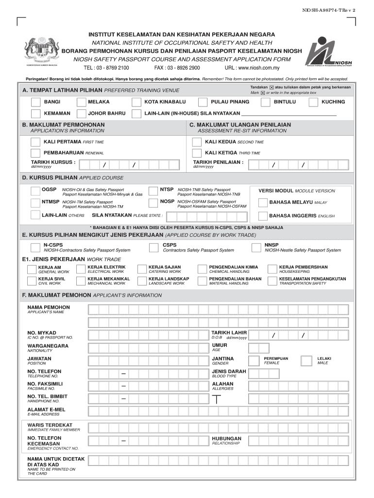 Niosh Ogsp  Form