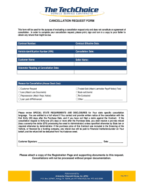 Cancellation Request Form TechChoice