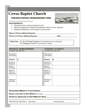 Church Reimbursement Form