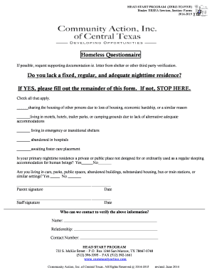 Homeless Verification Letter Texas  Form