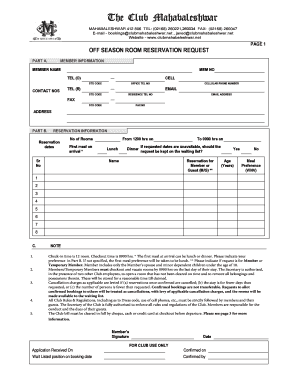 Mahabaleshwar Club Booking Form