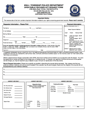 OPRA Request Form Wall Township Police Department Wallpolice
