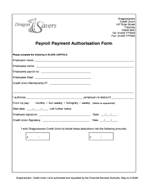 Payroll Deduction Form Template