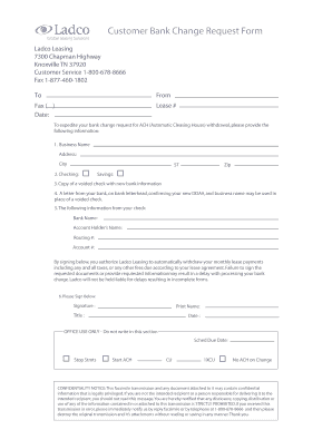 Ladco Bank Change Request Form