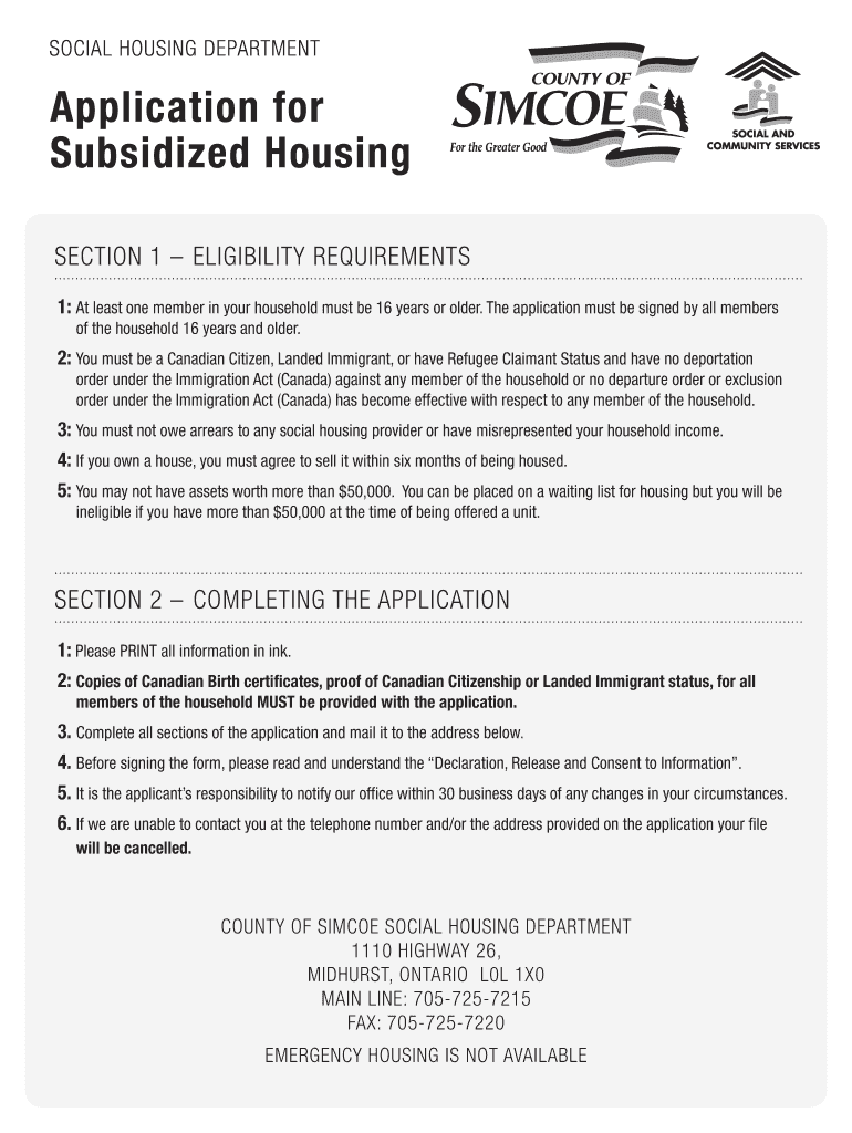 Housing Simcoe  Form