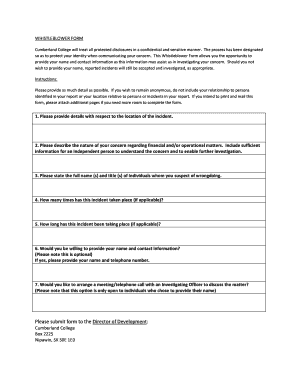 Whistleblower Form Template