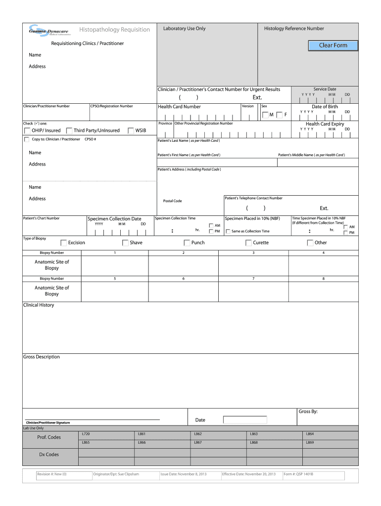 Histopathology Request Form PDF