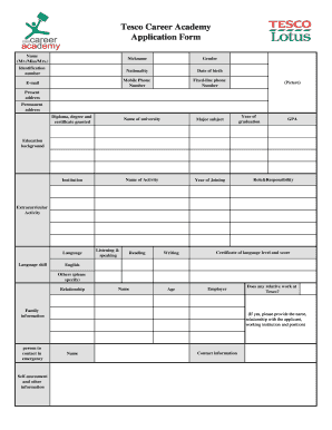 Tesco Application Form