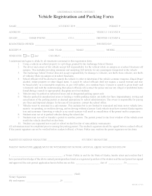  Vehicle Registration and Parking Form Anchorage School District Asdk12 2005