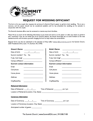 Church Wedding Request Form