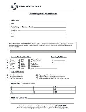 Regal Medical Group Referral Request Form PDF