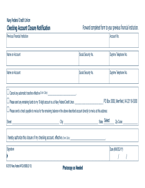 Checking Account Closure Notification Navy Federal Credit Union Navyfederal  Form