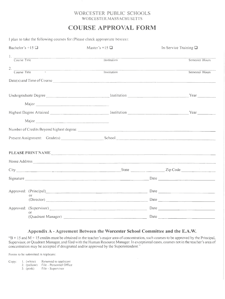 Worcester Public Schools Human Resources  Form