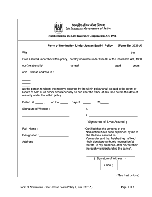 Form 3237 a Positive Thinkers LIC