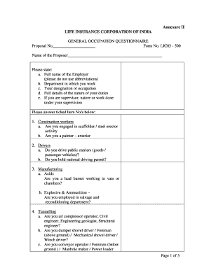 Lic Questionnaire Form PDF