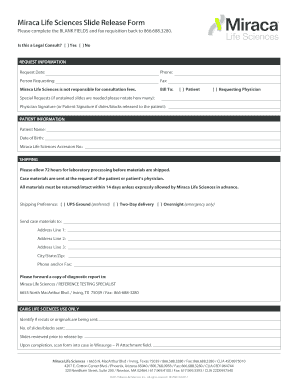 Miraca Life Sciences Slide Release Form