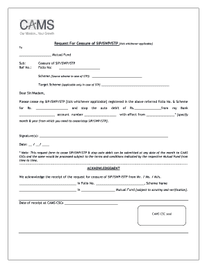 Request for Ceasure of SIPSWPSTP  Form