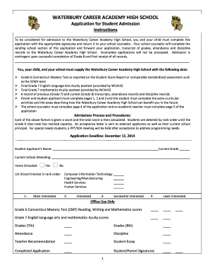 Career Academy Application  Form