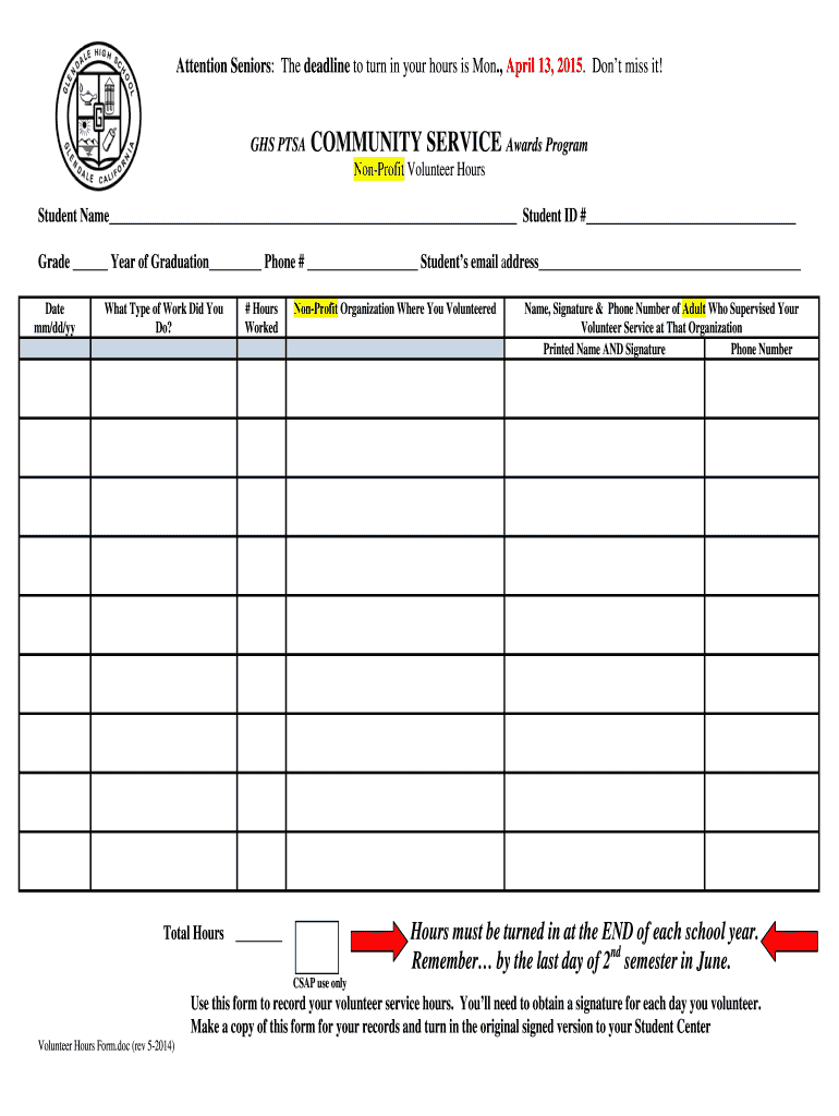 Goodwill Community Service  Form