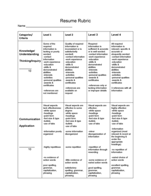 Resume Rubric  Form