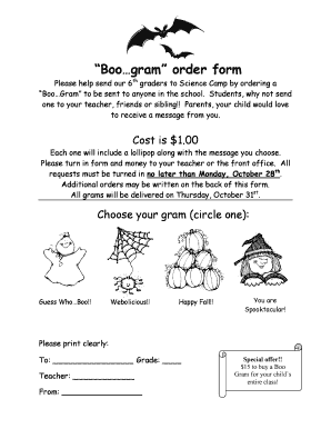 Boo Gram Order Form