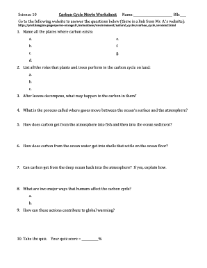 Carbon Cycle Movie Worksheet  Form