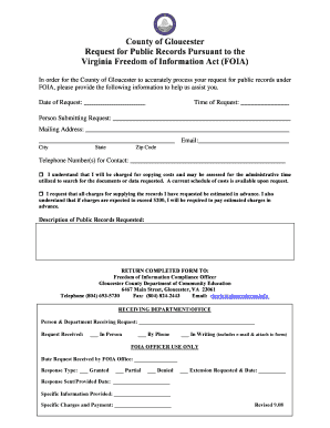 FOIA Request Form Gloucester County Virginia