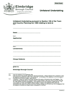 Unilateral Undertaking Elmbridge Borough Council Elmbridge Gov  Form