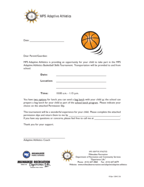 5d Basketball Skills Tournament Parent Letter Permission Slip Englishqxd Milwaukeerecreation  Form