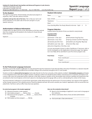 Spanish Language Evaluation Form IFSA Butler University Ifsa Butler