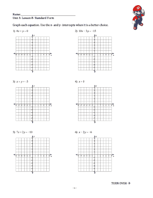 Graphing Lines in Standard Form Worksheet