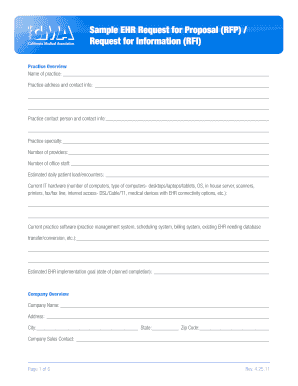 Sample EHR Request for Proposal RFP Request for Information Cruzmed