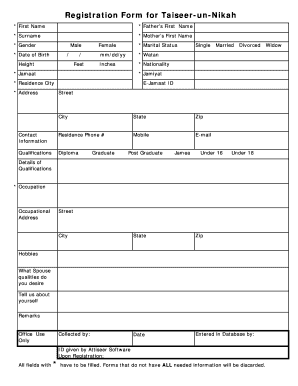 Tehsil Nikah Committee  Form