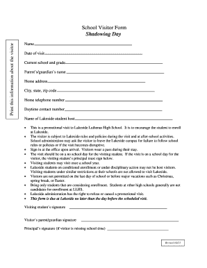 School Visit Form