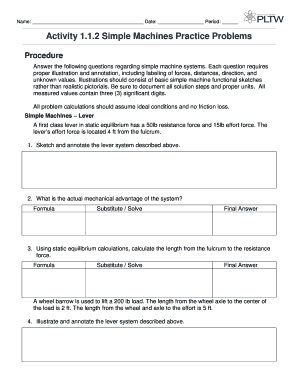 Activity 1 1 2 Simple Machines Practice Problems Answer Key  Form